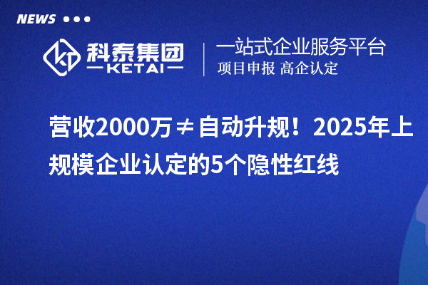 營收2000萬≠自動(dòng)升規(guī)！2025年上規(guī)模企業(yè)認(rèn)定的5個(gè)隱性紅線